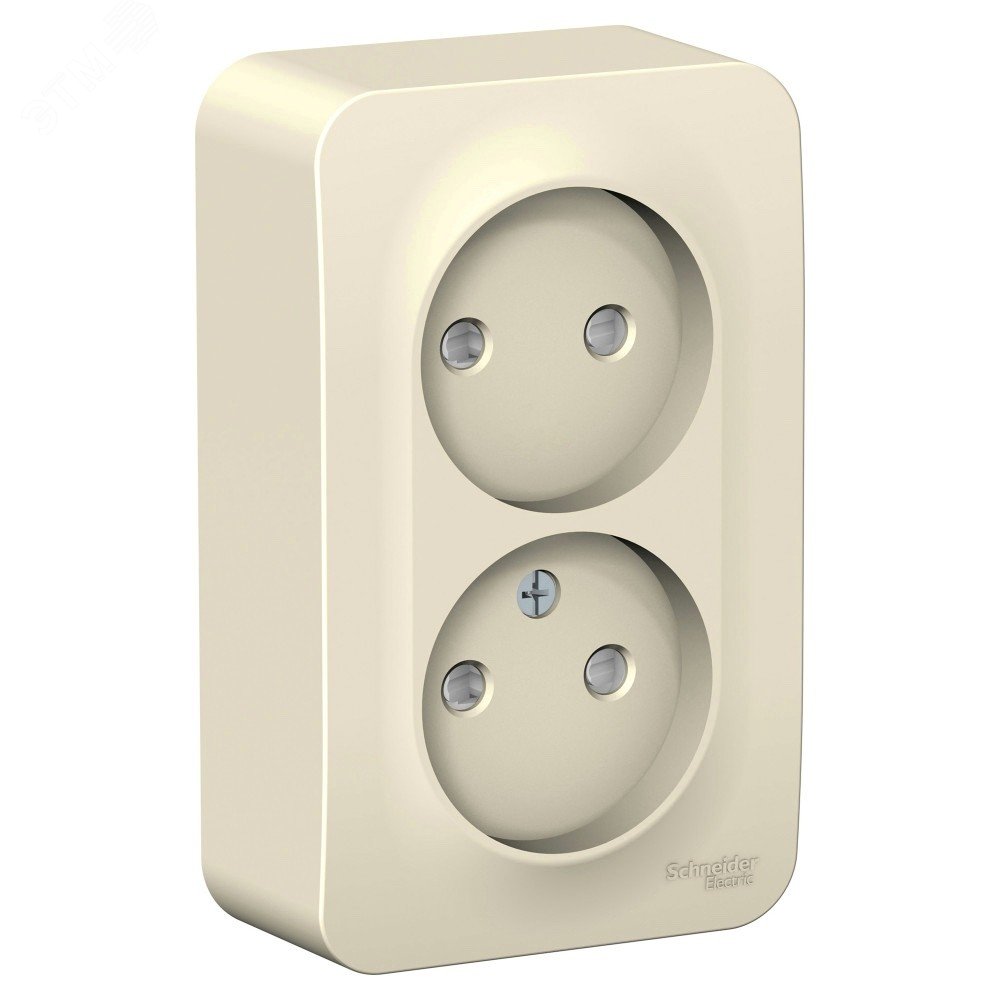 Изображение товара Розетка BLANCA наружная двойная, без заземления, со шторками, с изолирующей пластиной, 16А, 250В, молочный (шт)