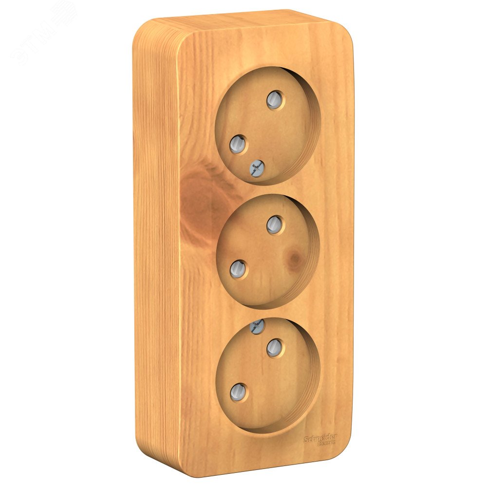Изображение товара Розетка системe Electric BLANCA трехместная без заземления со шторками ясень
