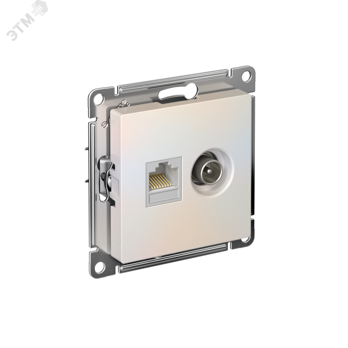Изображение товара Розетка ATLASDESIGN двойная с RJ45 и TV от Systeme Electric жемчуг