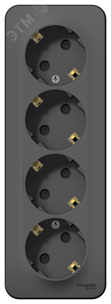 Изображение товара Розетка наружная 4-я с заземлением шторками антрацит IP20 Systeme Electric