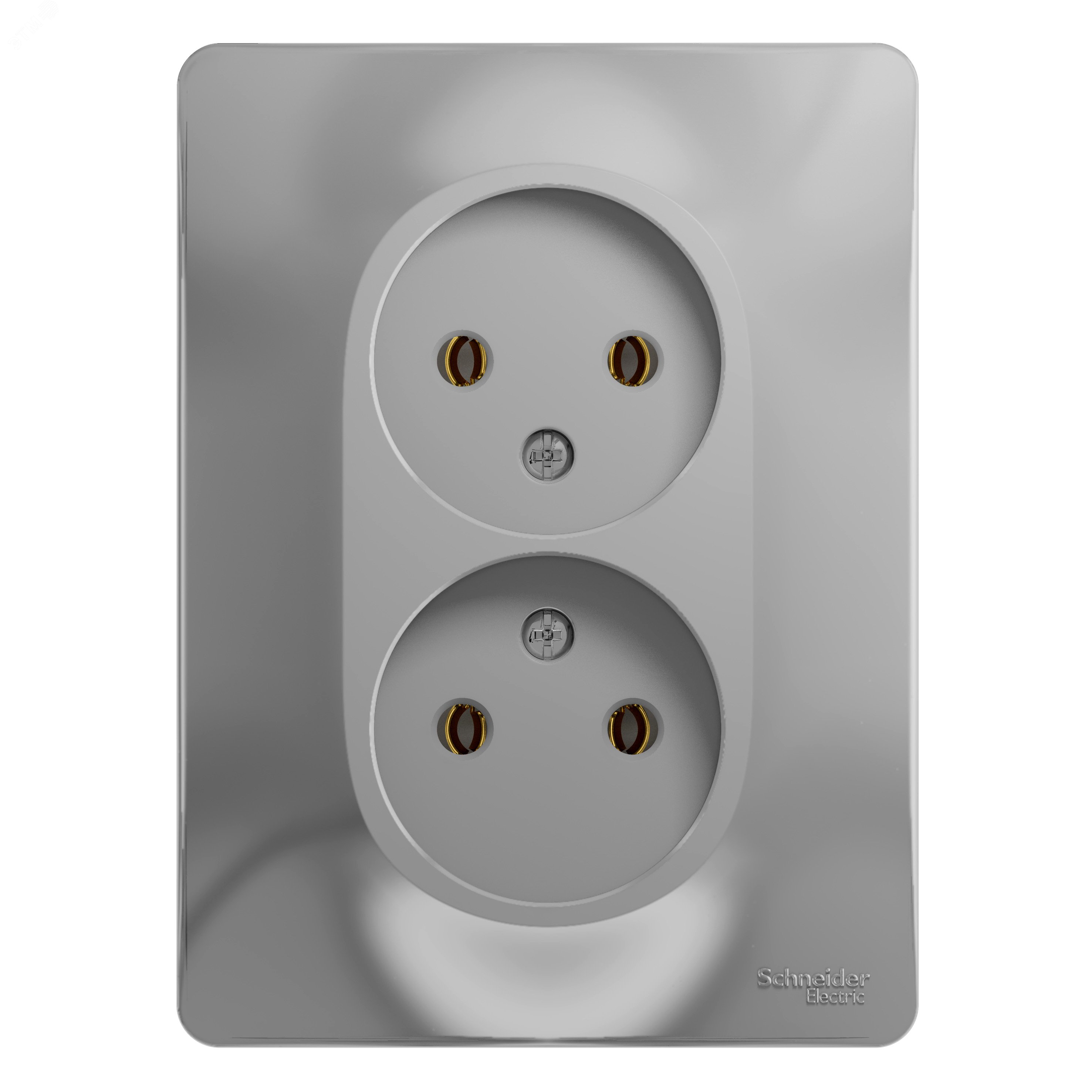 Изображение товара GLOSSA Розетка двойная без заземления алюминий 16А 220 В IP20