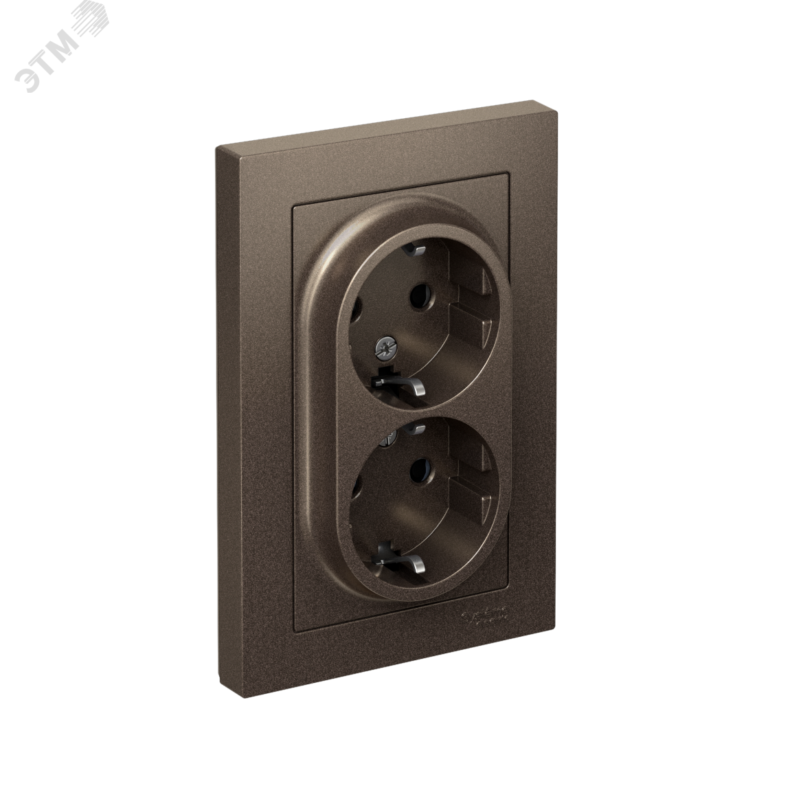 Изображение товара Розетка двойная AtlasDesign с заземлением и шторками мокко 16А