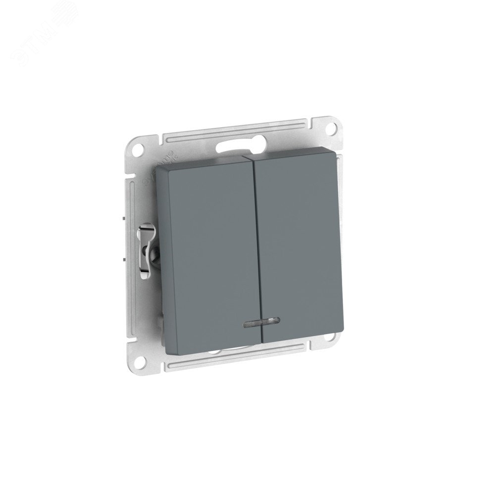 Изображение товара AtlasDesign 2-клавишный выключатель с подсветкой 250 В 10 А скрытый монтаж серый