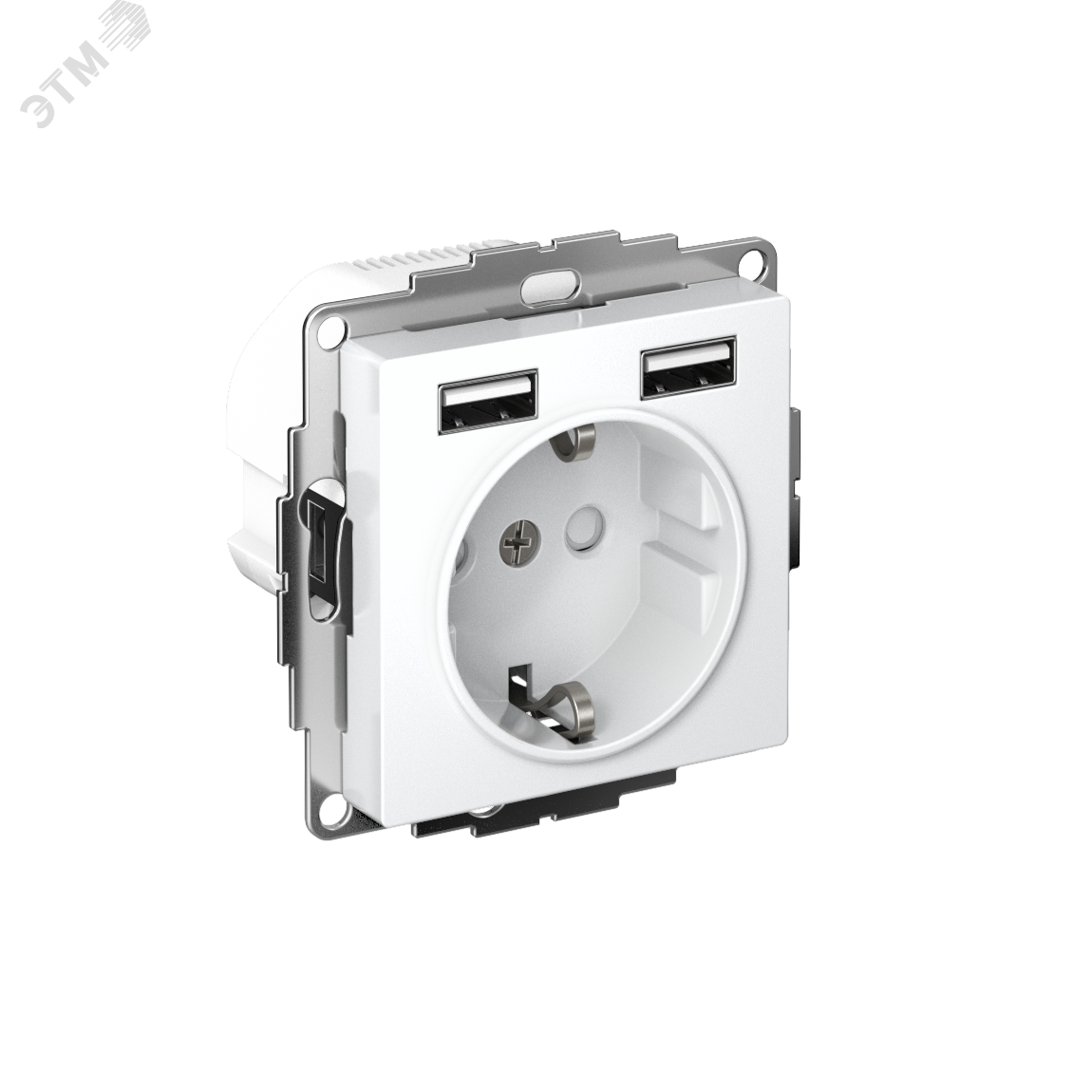 Изображение товара Розетка AtlasDesign 16А с USB и заземлением белая для дома и офиса