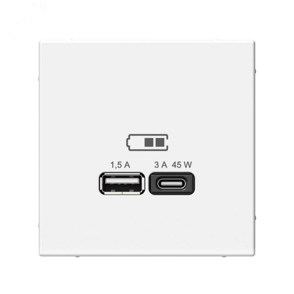 ARTGALLERY USB розетка A + тип-C 45Вт высокоскор.заряд. QC, PD, механизм, белый GAL000129 Systeme Electric