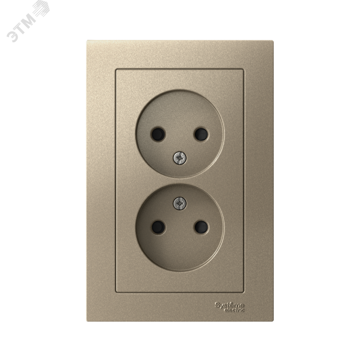 Изображение товара Двойная розетка Systeme Electric AtlasDesign шампань без заземления 16А IP20