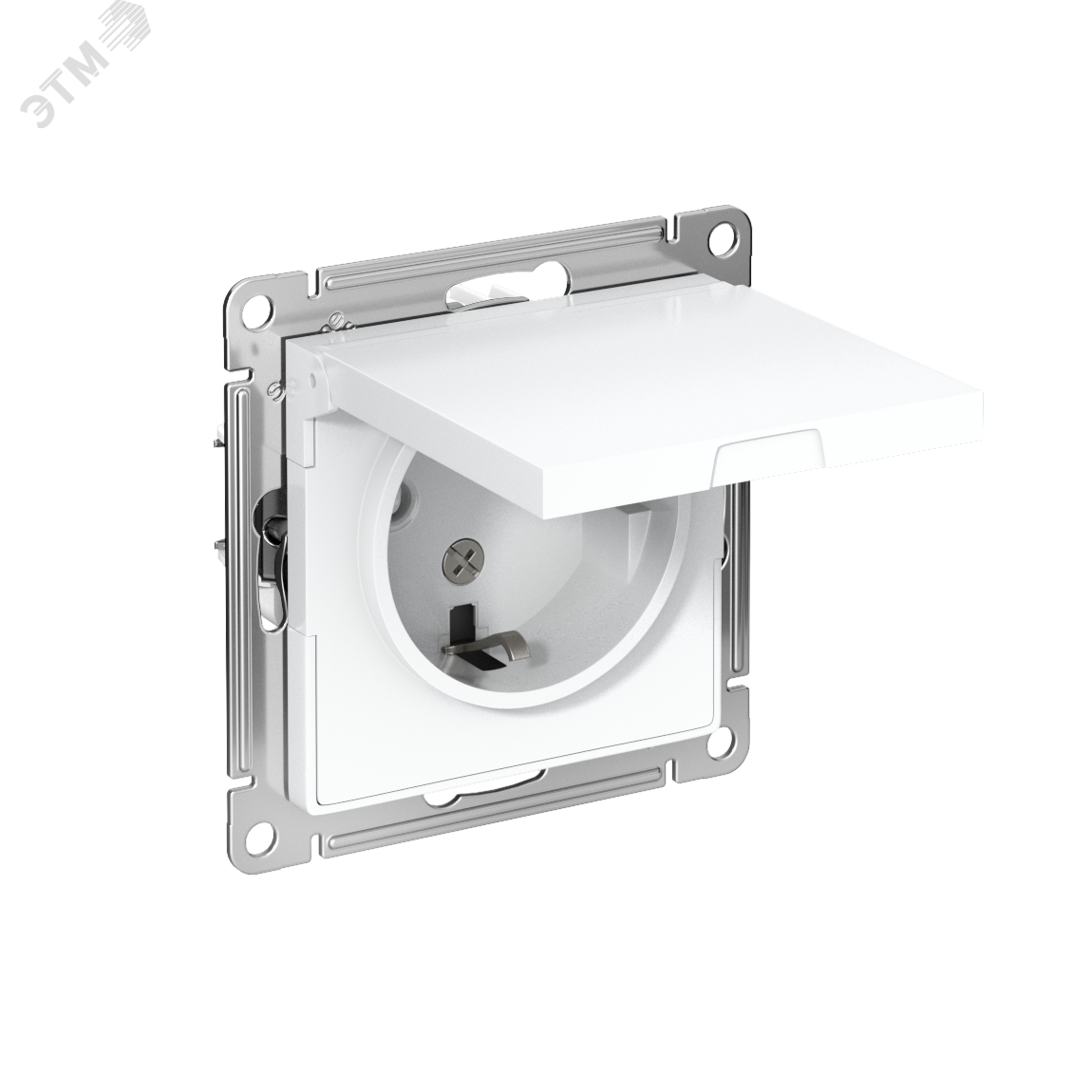 Изображение товара Розетка ATLASDESIGN с заземлением и шторками белая 16А IP20