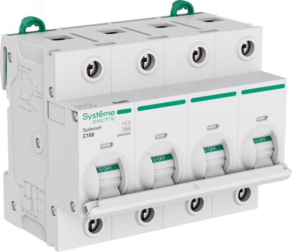 Изображение товара Выключатель автоматический 100А 4P Systeme9 C 10kA Китай