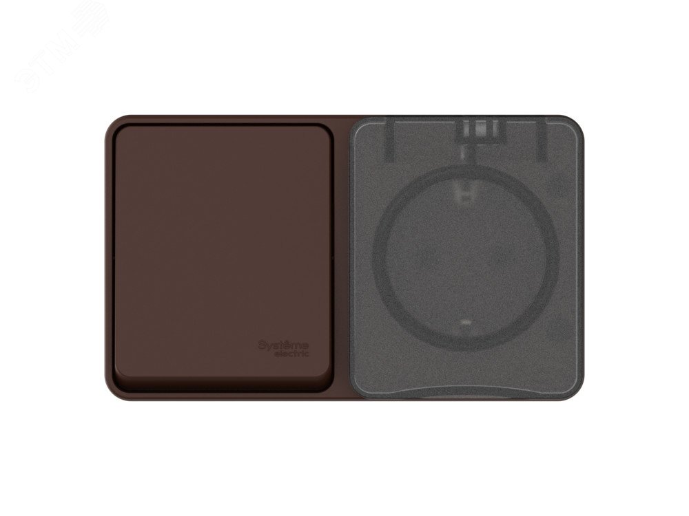 Изображение товара Блок розеток и выключателя AtlasDesign PROFI IP54 коричневый для уличного монтажа