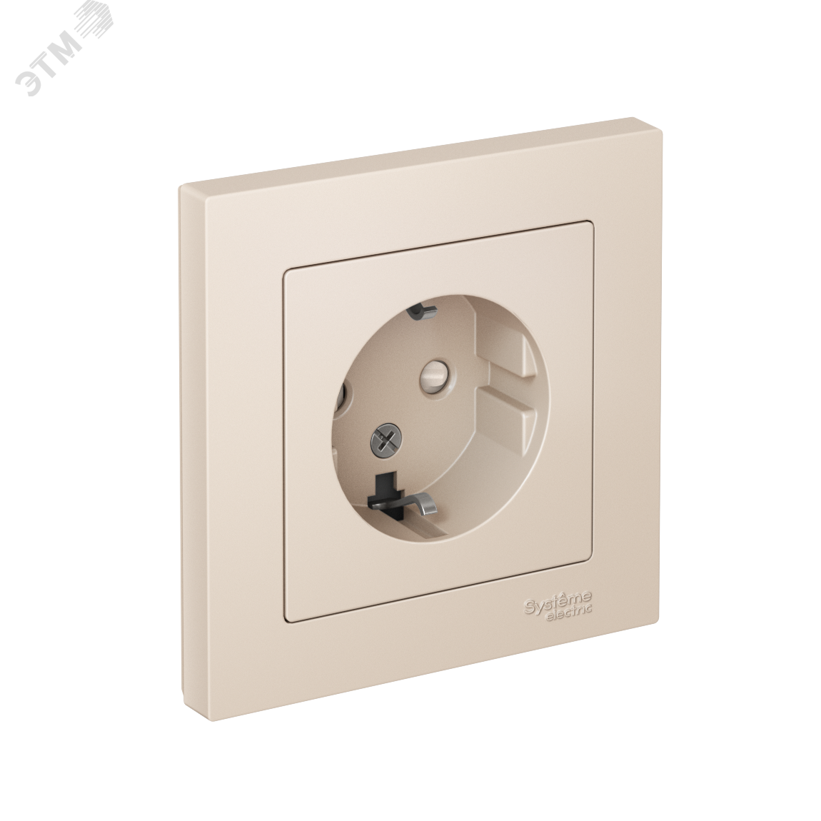 Изображение товара Розетка ATLASDESIGN с заземлением шторками 16А бежевый Systeme Electric