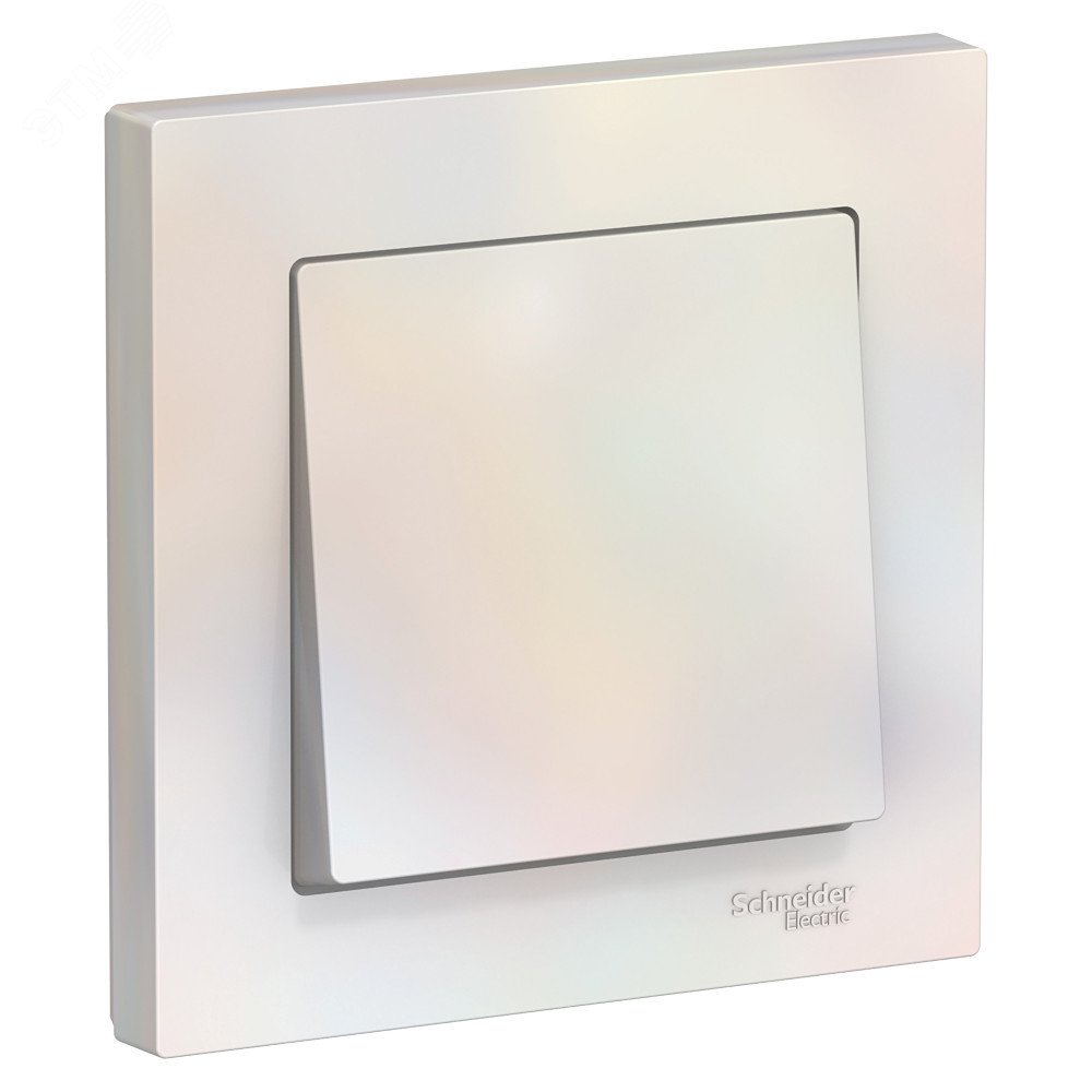 Изображение товара Одноклавишный выключатель ATLASDESIGN 10А перламутровый с рамкой и скрытым монтажом