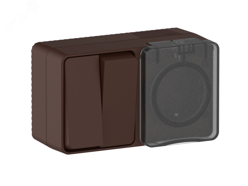 Изображение товара Блок розеток и выключателей AtlasDesign PROFI IP54 коричневый для уличных и влажных помещений