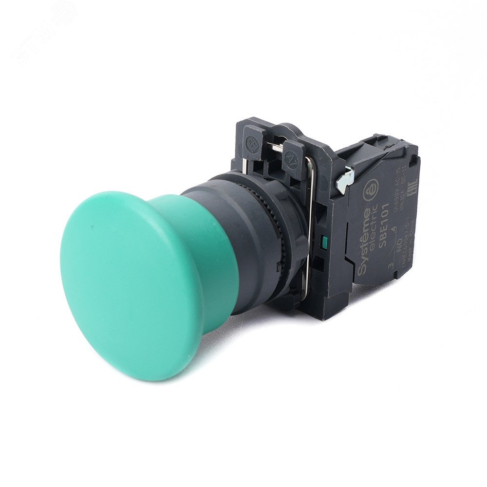 Изображение товара Кнопка с грибовидной головкой SB5 22мм 40мм зеленая с возвратом пластиковая IP65