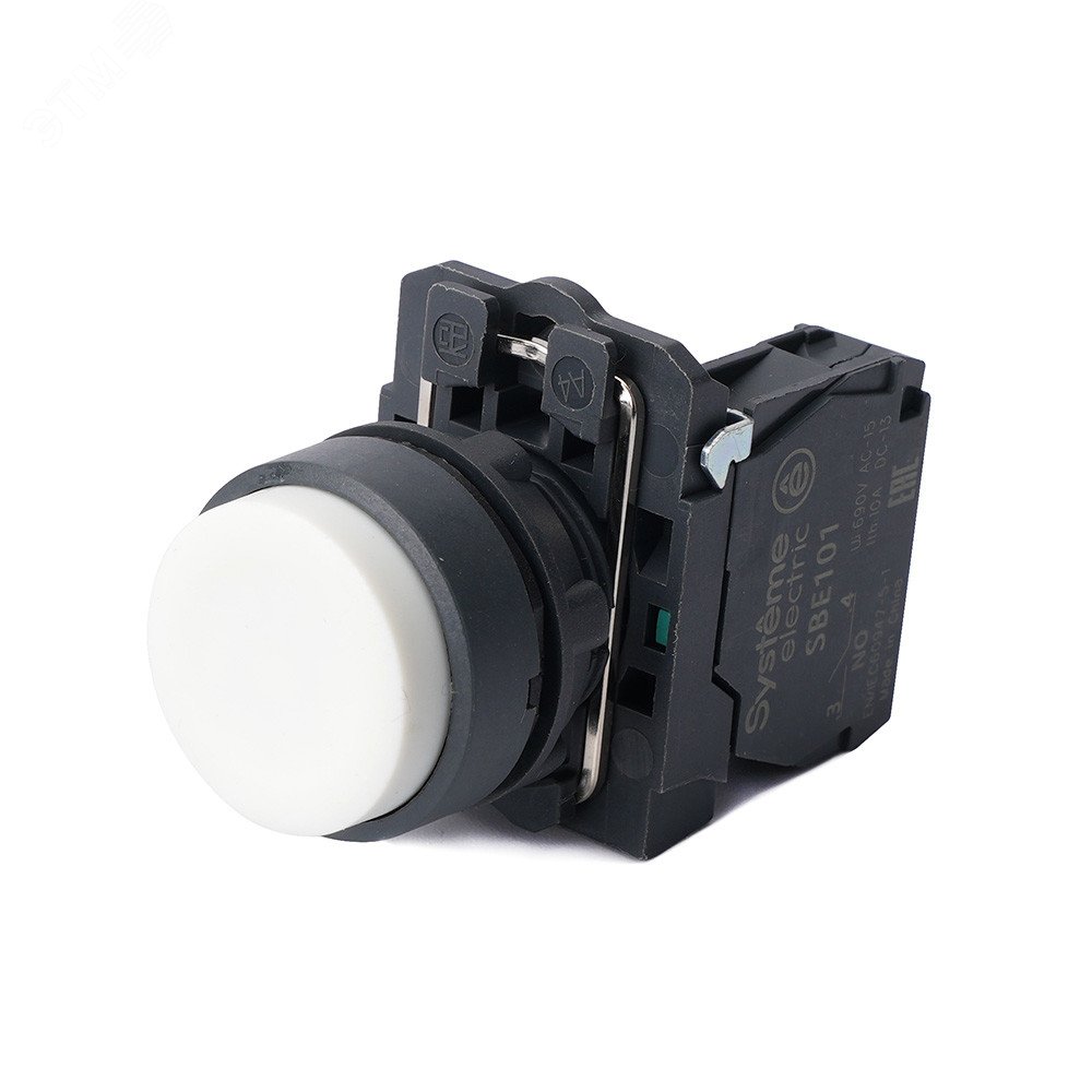 Изображение товара Кнопка SB5 в сборе модульная белая с возвратом для промышленного монтажа