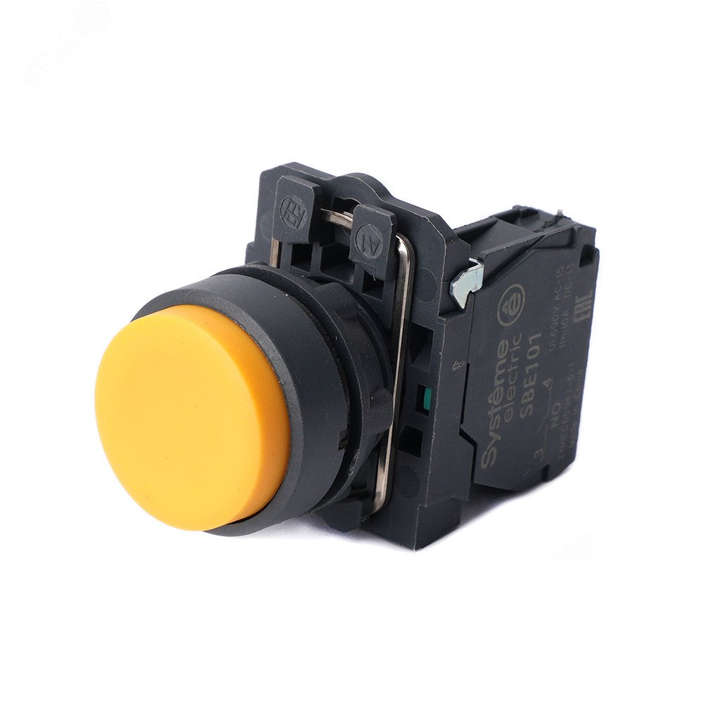 Изображение товара Кнопка SB5 в сборе модульная желтая 22 мм с возвратом для промышленного монтажа