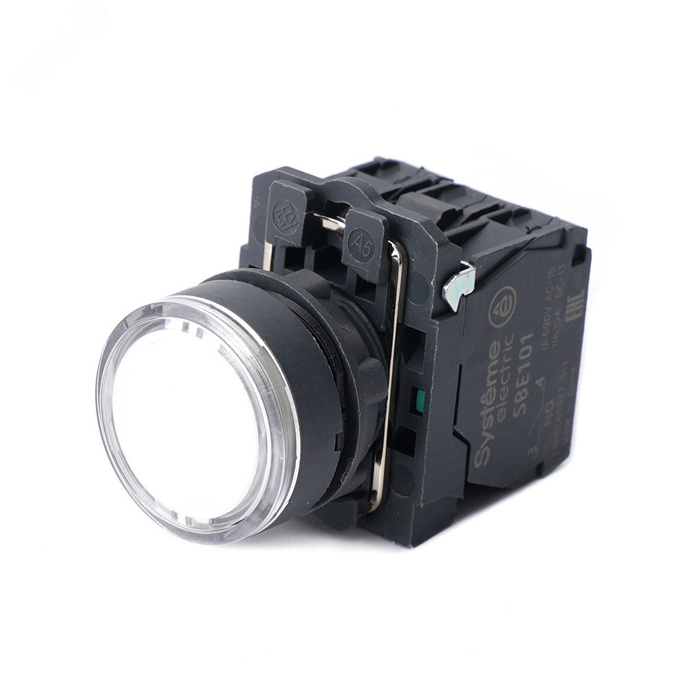 Изображение товара Кнопка SB5 с подсветкой белая 22 мм IP65 230 ВAC SystemeSig