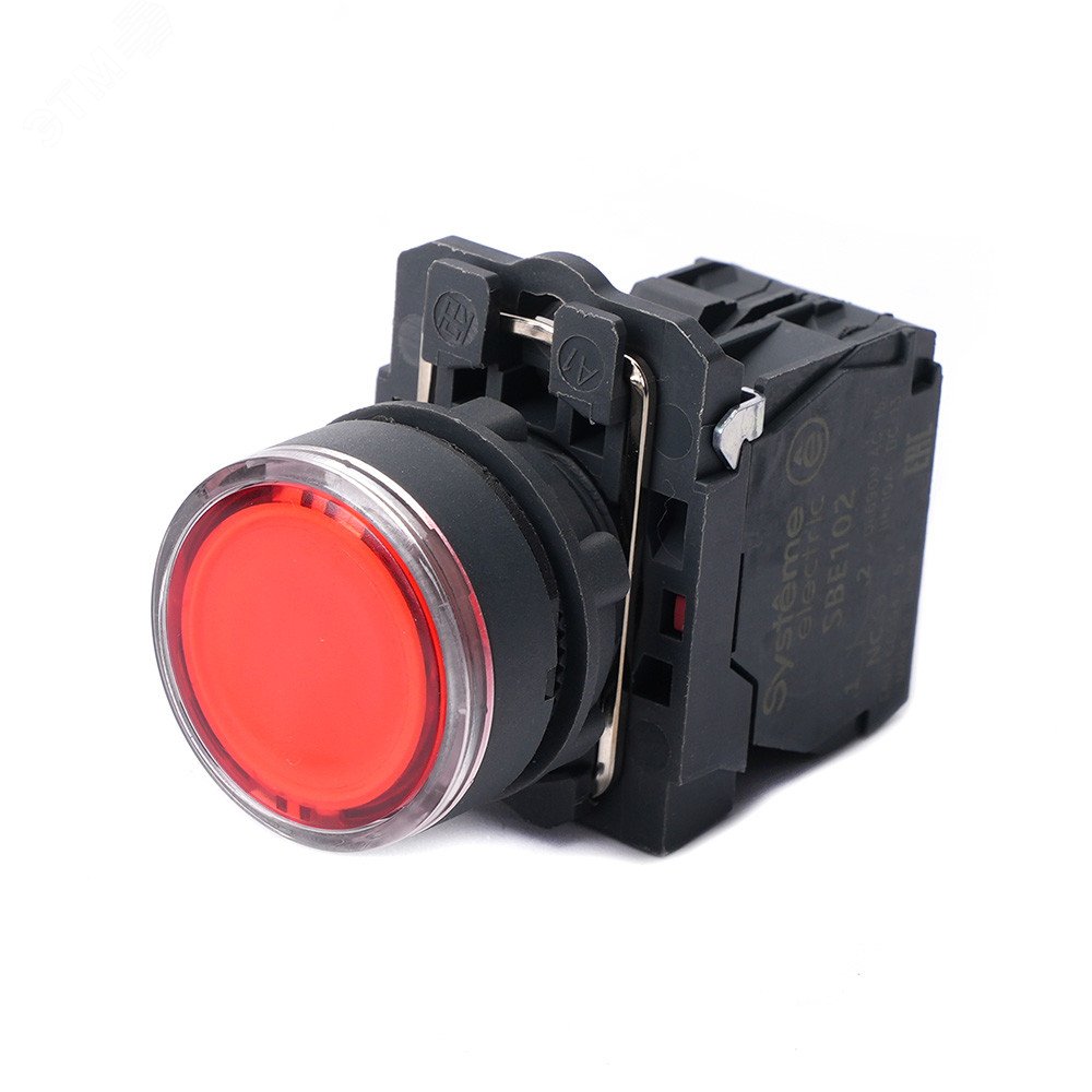 Кнопка SB5 с подсветкой в сборе модульная 22мм красная пластик 24ВDC 1НЗ SB5AW34B2 Systeme Electric - превью 2