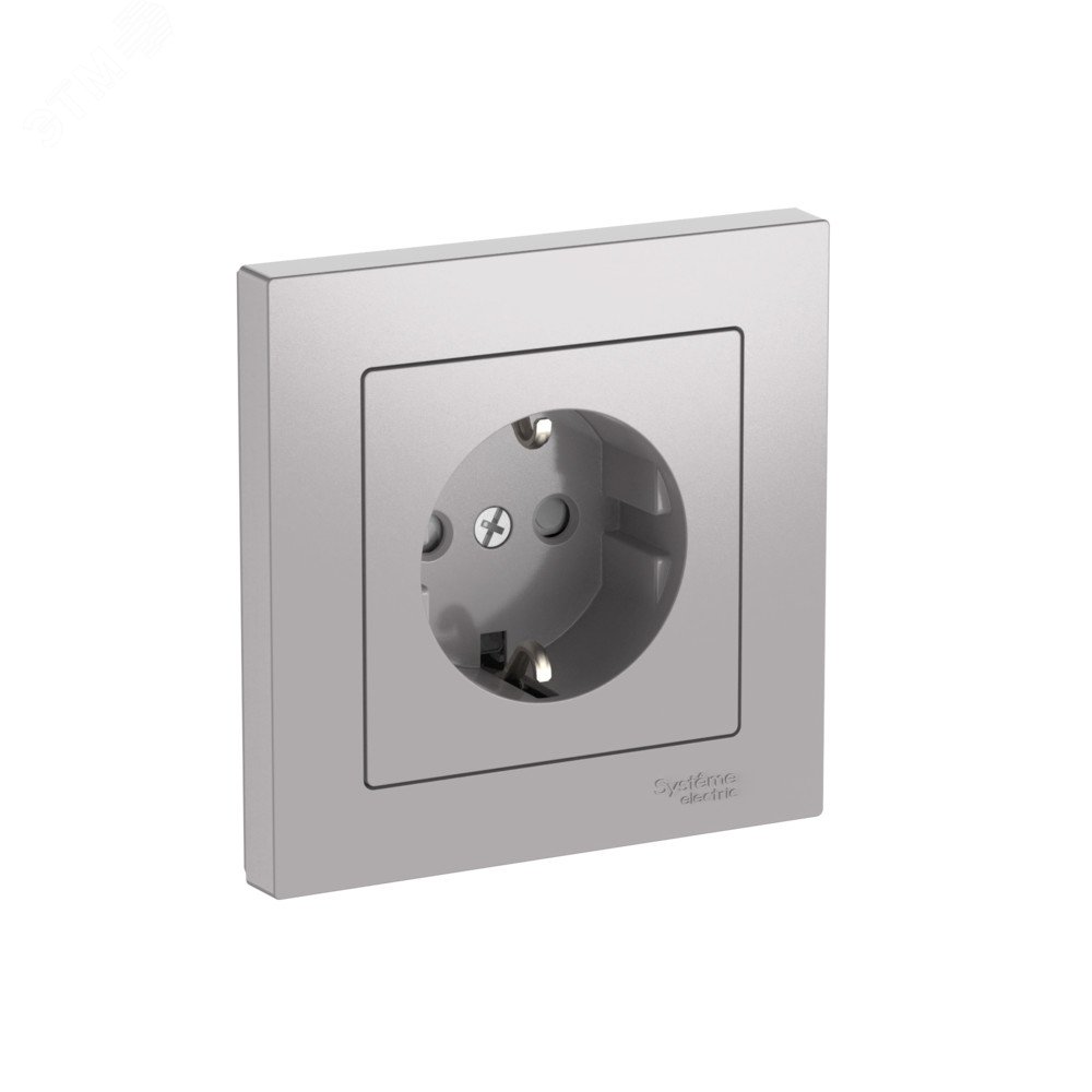 Изображение товара Розетка с заземлением и шторками ATLASDESIGN 16А для скрытого монтажа серый