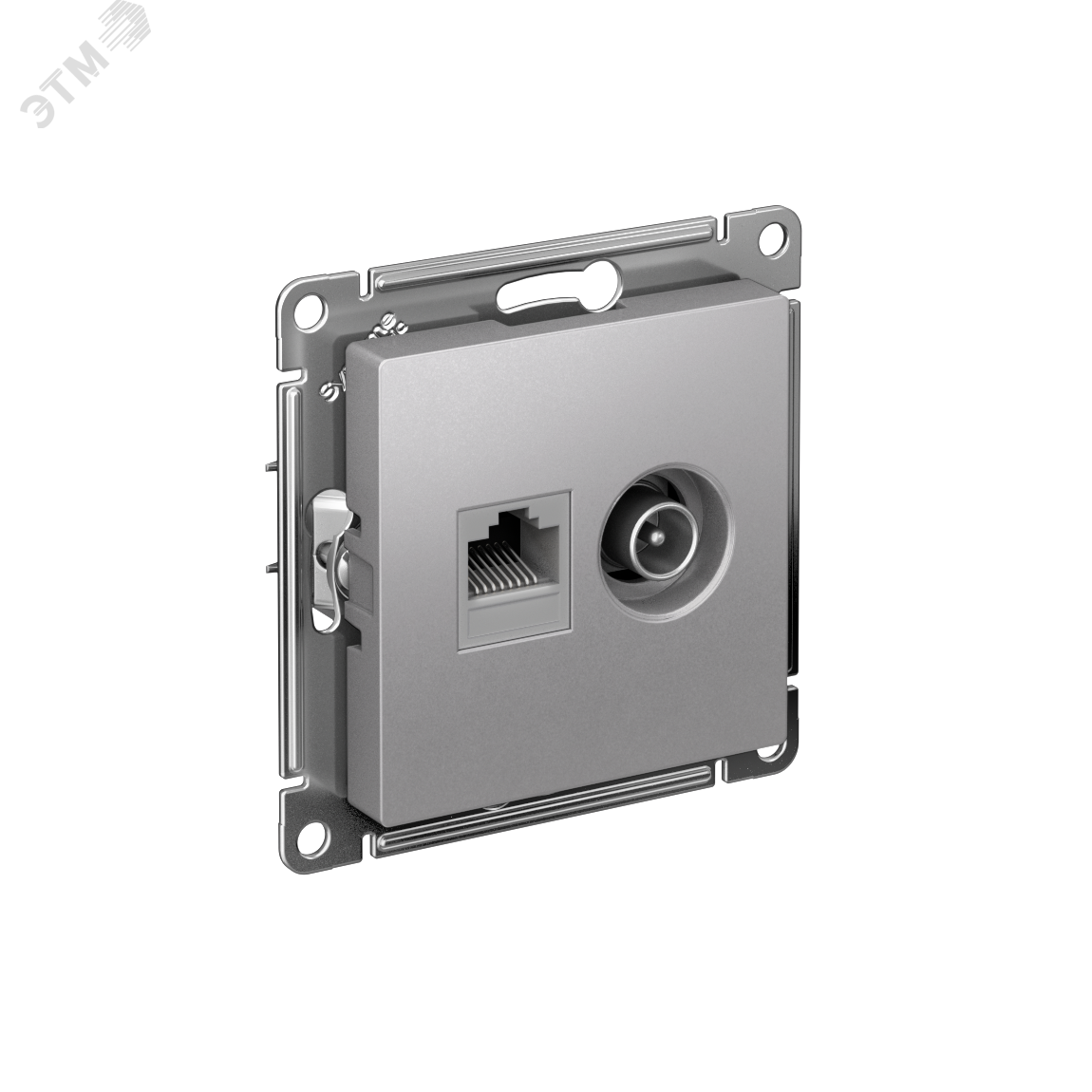 Изображение товара Розетка ATLASDESIGN двойная компьютерная+ТВ RJ45+TV алюминий Россия
