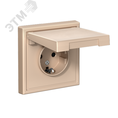 ARTGALLERY розетка с заземл. со шторк. с крышкой, 16А, IP20, механизм, песочный - фото 4