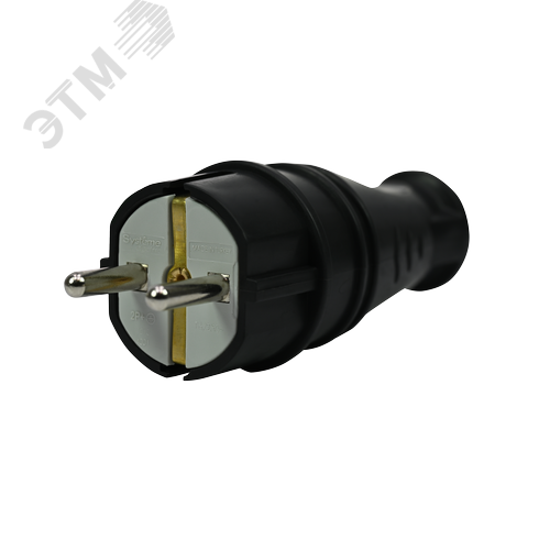 Вилка 2К+З прямая каучуковая 16А/250В IP44 Чёрная MultiSet - фото 3