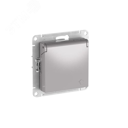 Изображение товара ATLASDESIGN РОЗЕТКА с заземл. со шторк. с крышкой, 16А,IP20, быстрозажимные клеммы, АЛЮМИНИЙ (шт)