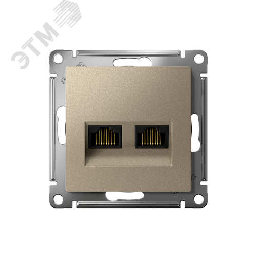 Розетка ATLASDESIGN двойная компьютерная RJ45+RJ45 категория 5E механизм шампань - фото 2