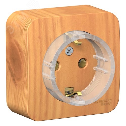 Розетка BLANCA наружная, с заземлением, без шторок, (тонкая), 16А, 250В, ясень - фото 3