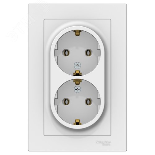 ATLASDESIGN РОЗЕТКА двойная с заземлением, 16А, в сборе, ЛОТОС - фото 3