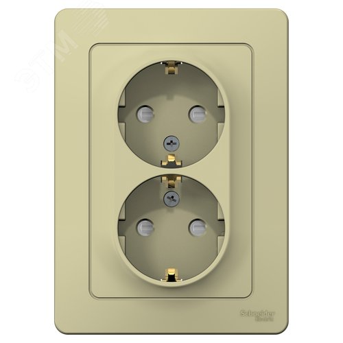 BLANCA С/У РОЗЕТКА двойная с заземлением со шторками, 16А, 250В, БЕЖЕВЫЙ - фото 3