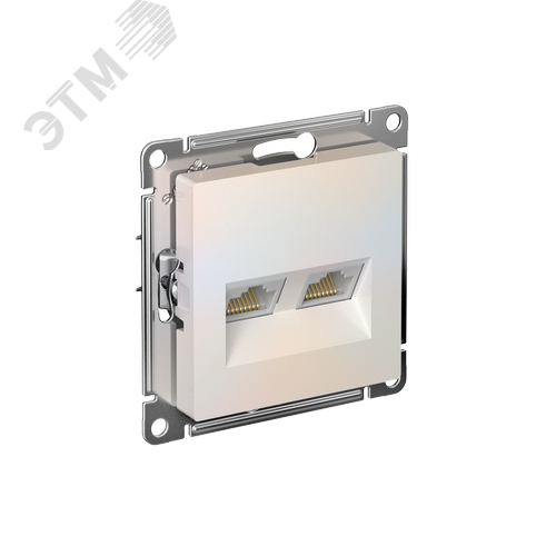 Розетка ATLASDESIGN двойная компьютерная RJ45+RJ45 категория 5E механизм жемчуг - фото 1