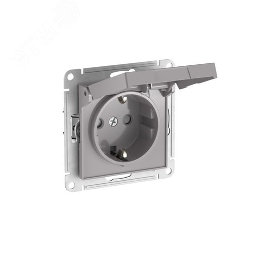 ATLASDESIGN РОЗЕТКА с заземл. со шторк. с крышкой, 16А,IP20, быстрозажимные клеммы, АЛЮМИНИЙ - фото 4