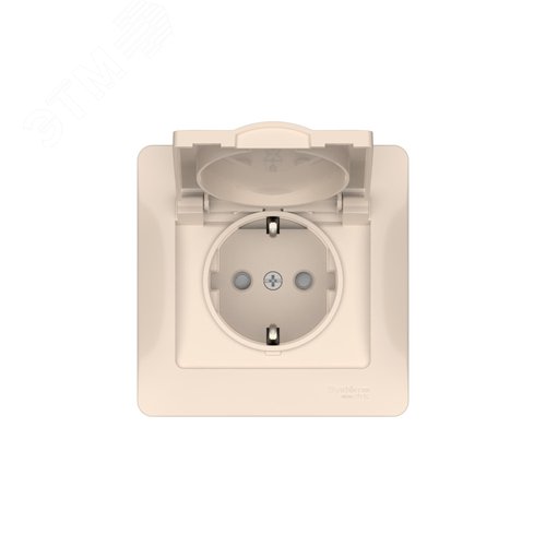 GLOSSA РОЗЕТКА с заземлением со шторками с крышкой, 16А, IP20, в сборе, быстрозажимные клеммы, БЕЖЕВЫЙ - фото 4