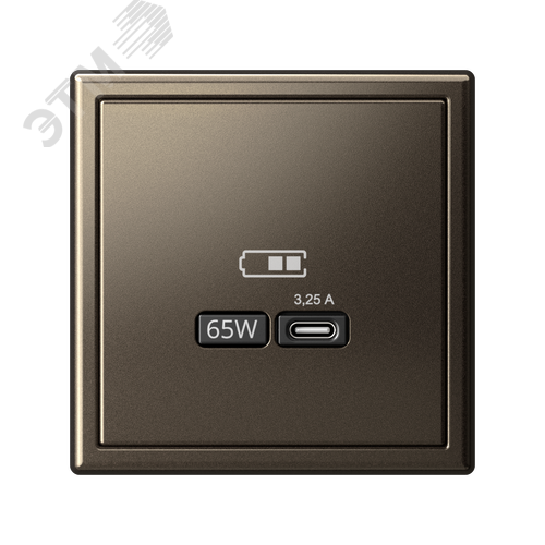 ARTGALLERY USB розетка тип-С 65Вт высокоскор.заряд. QC, PD, механизм, мокко - фото 5