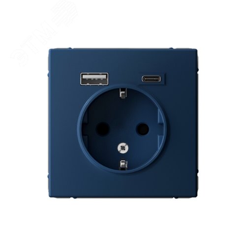 ARTGALLERY розетка 16А с 2 USB A+C, 5В/2,4А/3,0А, 2х5В/1,5А, механизм, аквамарин - фото 1