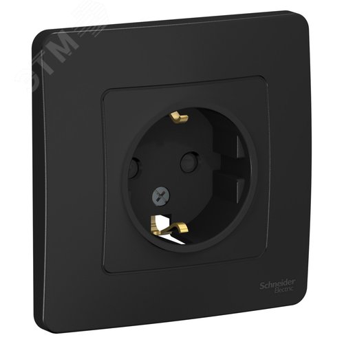 BLANCA скрытой установки розетка с заземлением со шторками, 16А, 250В, антрацит - фото 3