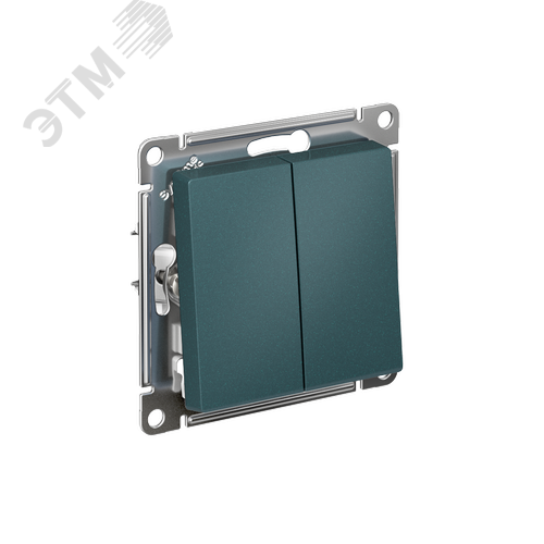 Изображение товара Выключатель двухклавишный ATLASDESIGN схема 5 10АХ механизм изумруд (шт)