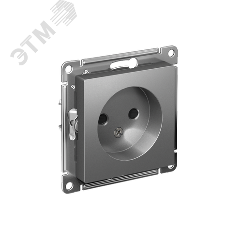 Розетка ATLASDESIGN без заземления со шторками 16А механизм сталь - фото 1