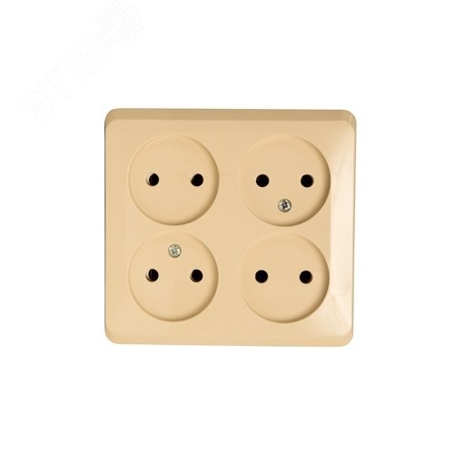 ЭТЮД Розетка четырехместная наружная без заземления без шторок 16А 250B кремовая - фото 6