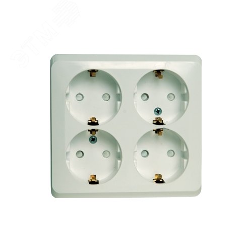 ЭТЮД Розетка четырехместная наружная с заземлением со шторками 16А 250B белая - фото 4
