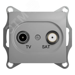 GLOSSA Розетка телевизионная TV-SAT одиночная в рамку 1дБ алюминий GSL000397 Systeme Electric - 5