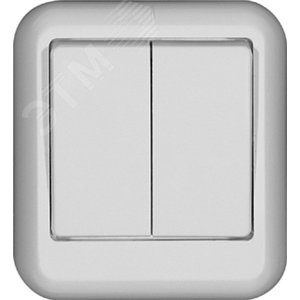 ПРИМА Выключатель двухклавишный наружный белый индивидуальная упаковка A56-029I-BI Systeme Electric - 3