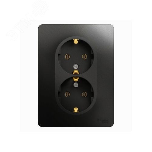 GLOSSA Розетка двойная с заземлением антрацит в сборе - фото 8