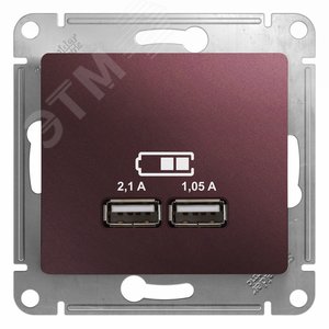 Розетка GLOSSA USB 5В/2100мА 2х5В/1050мА механизм баклажановый