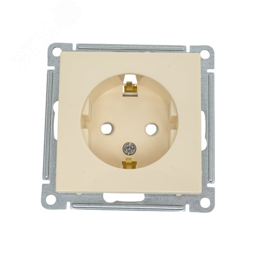 W59 Розетка скрытая с заземлением в рамку  бежевая - фото 1