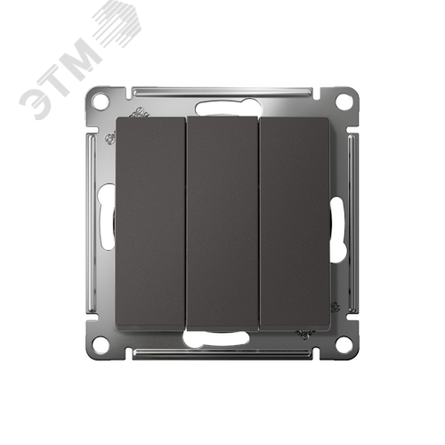 ATLASDESIGN 3-клавишный ВЫКЛЮЧАТЕЛЬ, сх.1+1+1, 10АХ, механизм, БАЗАЛЬТ - фото 2