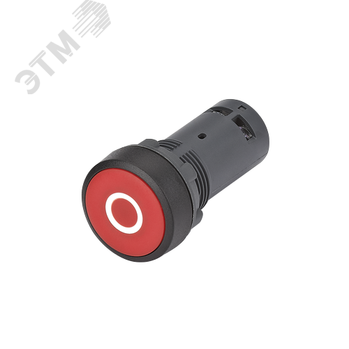 Изображение товара Кнопка моноблочная 22мм красная с возвратом, с маркировкой O, пластик, 1НО+1НЗ, IP65 SB7 (шт)