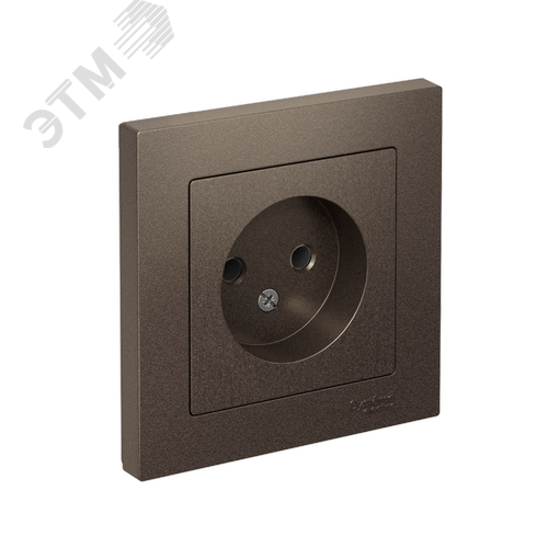 Розетка ATLASDESIGN без заземления 16А в сборе мокко - фото 1