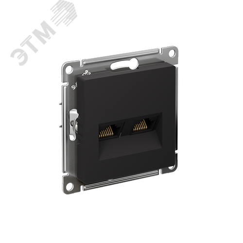 ATLASDESIGN РОЗЕТКА двойная компьютерная RJ45+RJ45, кат.6А, механизм, КАРБОН - фото 1