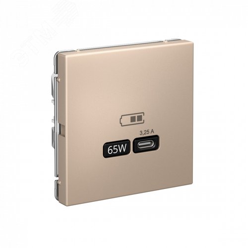 ARTGALLERY USB розетка тип-С 65Вт высокоскор.заряд. QC, PD, механизм, песочный - фото 2